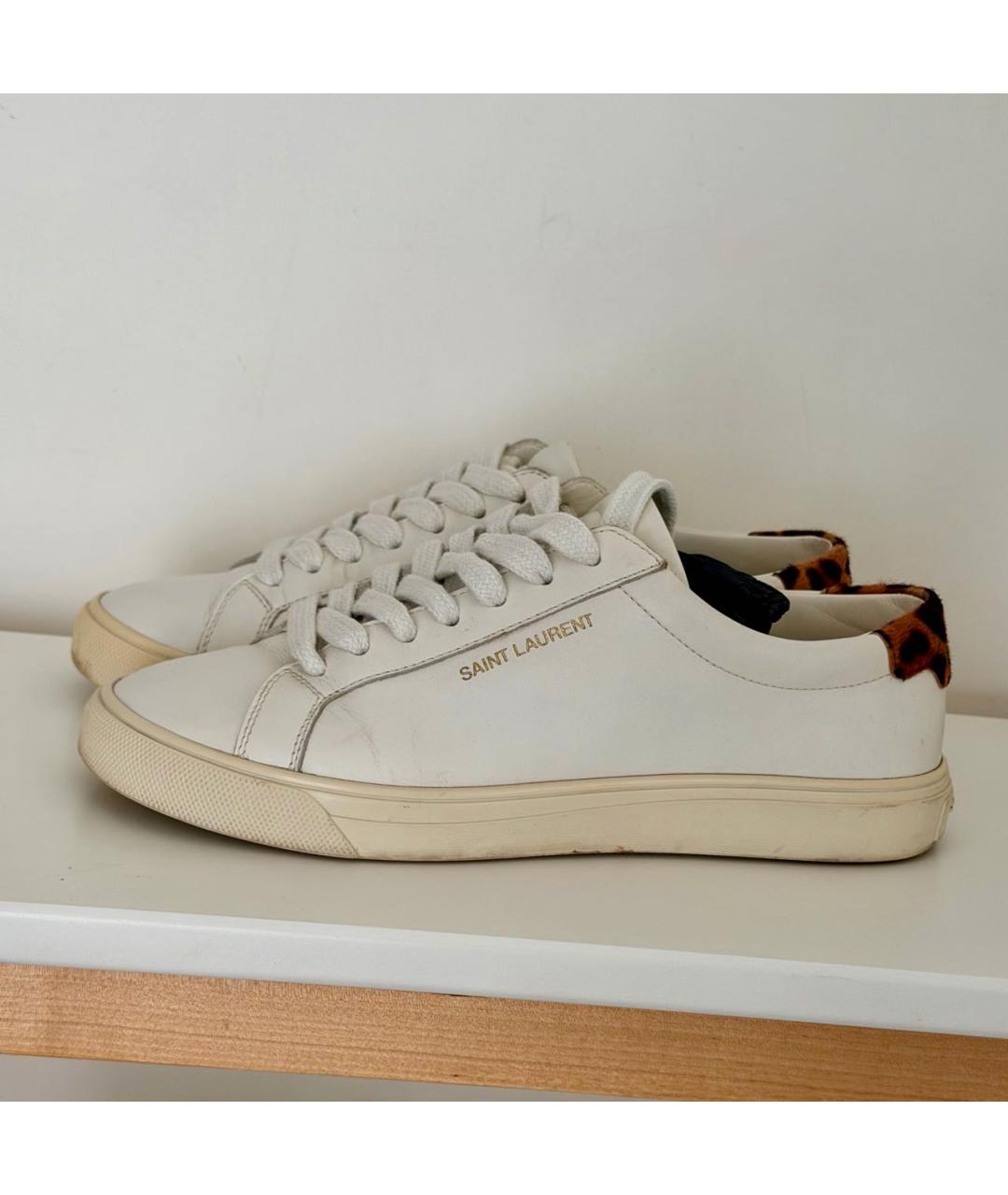 SAINT LAURENT Белые кожаные кеды, фото 7