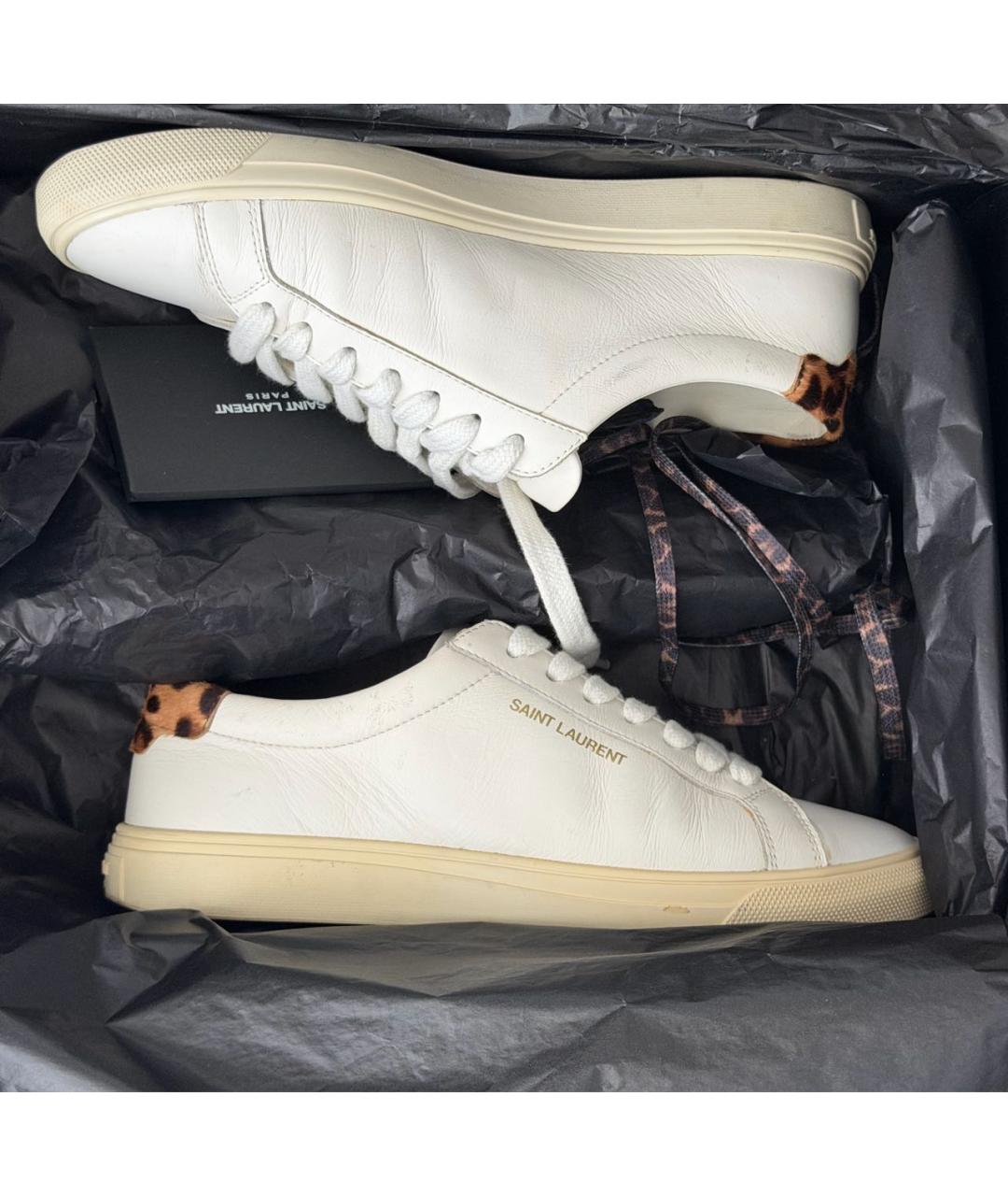 SAINT LAURENT Белые кожаные кеды, фото 5