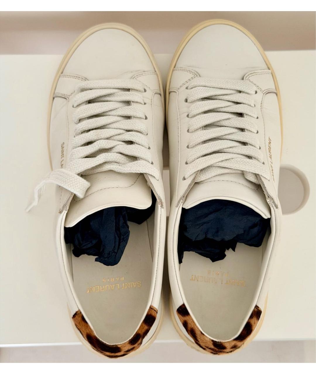 SAINT LAURENT Белые кожаные кеды, фото 3