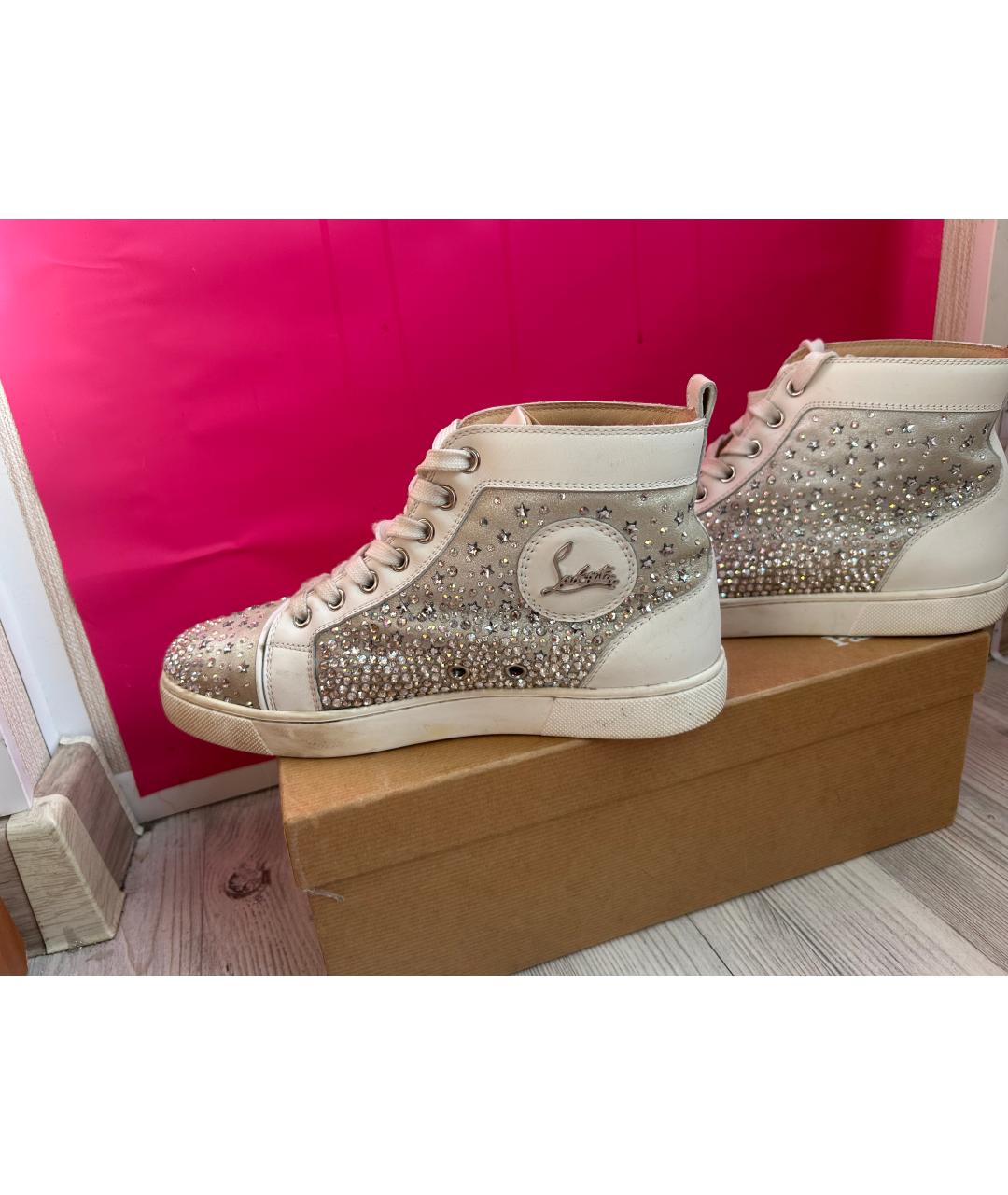 CHRISTIAN LOUBOUTIN Белые кожаные кеды, фото 3