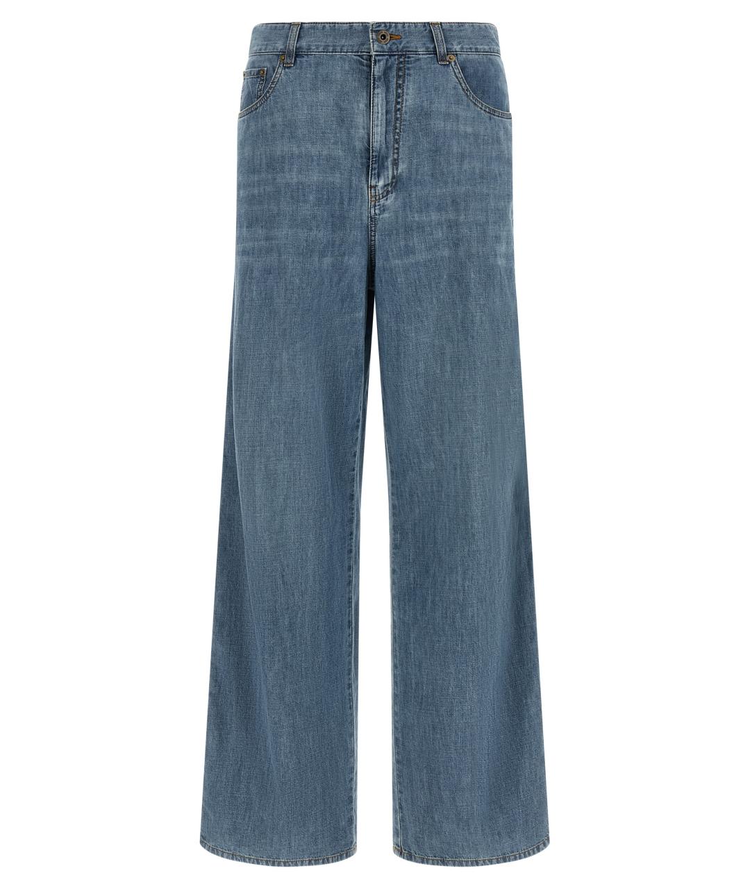 MIU MIU Голубые хлопковые прямые джинсы, фото 1
