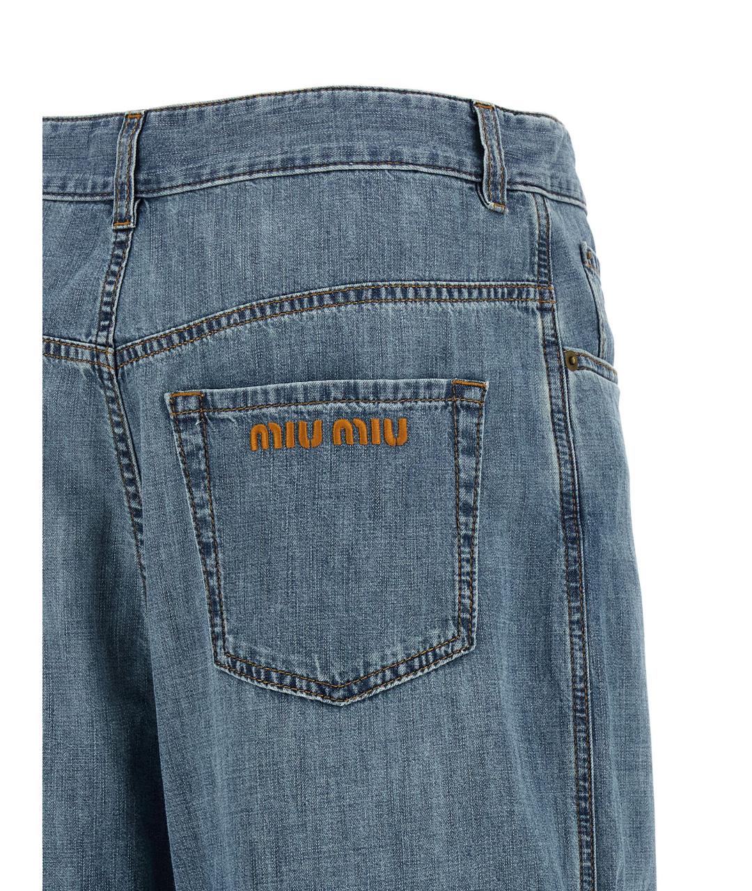 MIU MIU Голубые хлопковые прямые джинсы, фото 4
