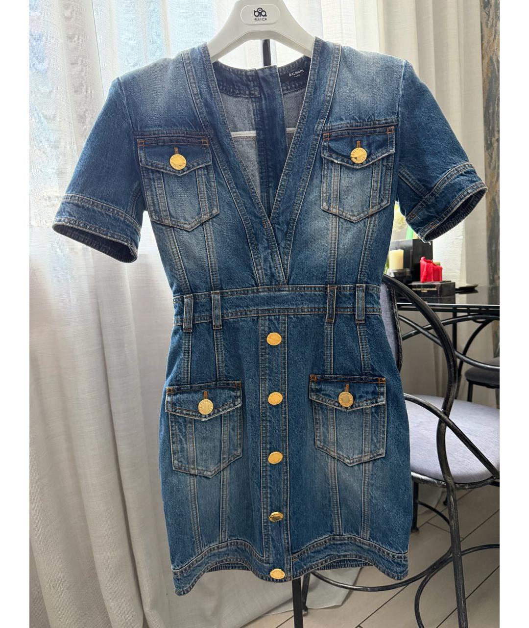 BALMAIN Голубое деним повседневное платье, фото 5