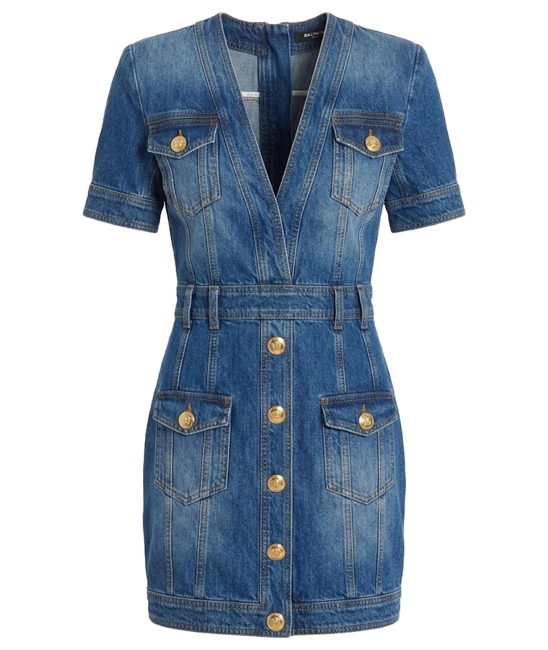 BALMAIN Голубое деним повседневное платье, фото 1