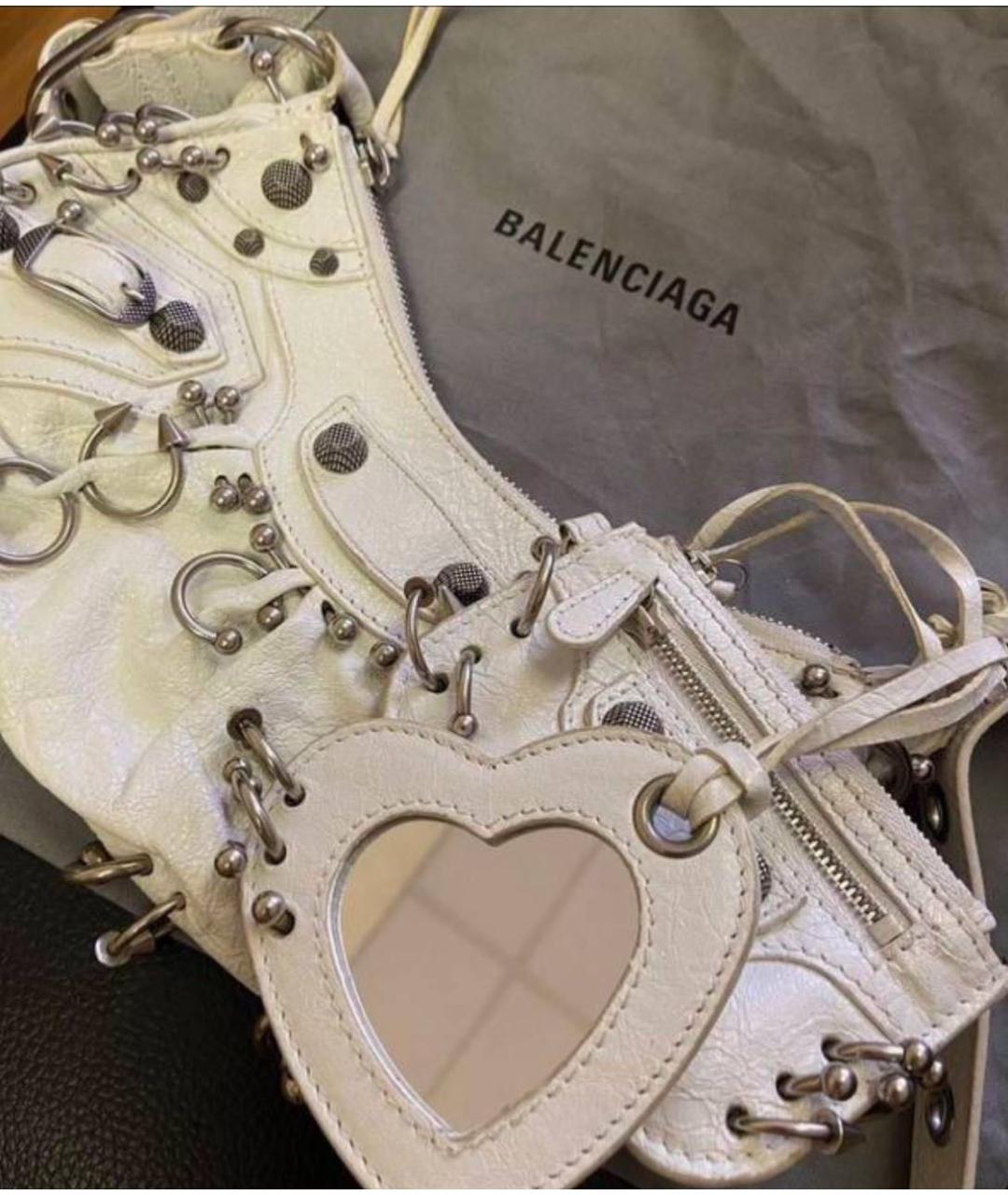 BALENCIAGA Белая кожаная сумка тоут, фото 5