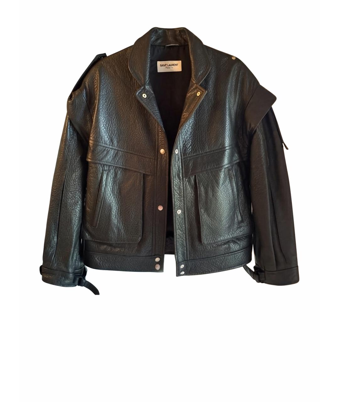SAINT LAURENT Черная кожаная куртка, фото 1