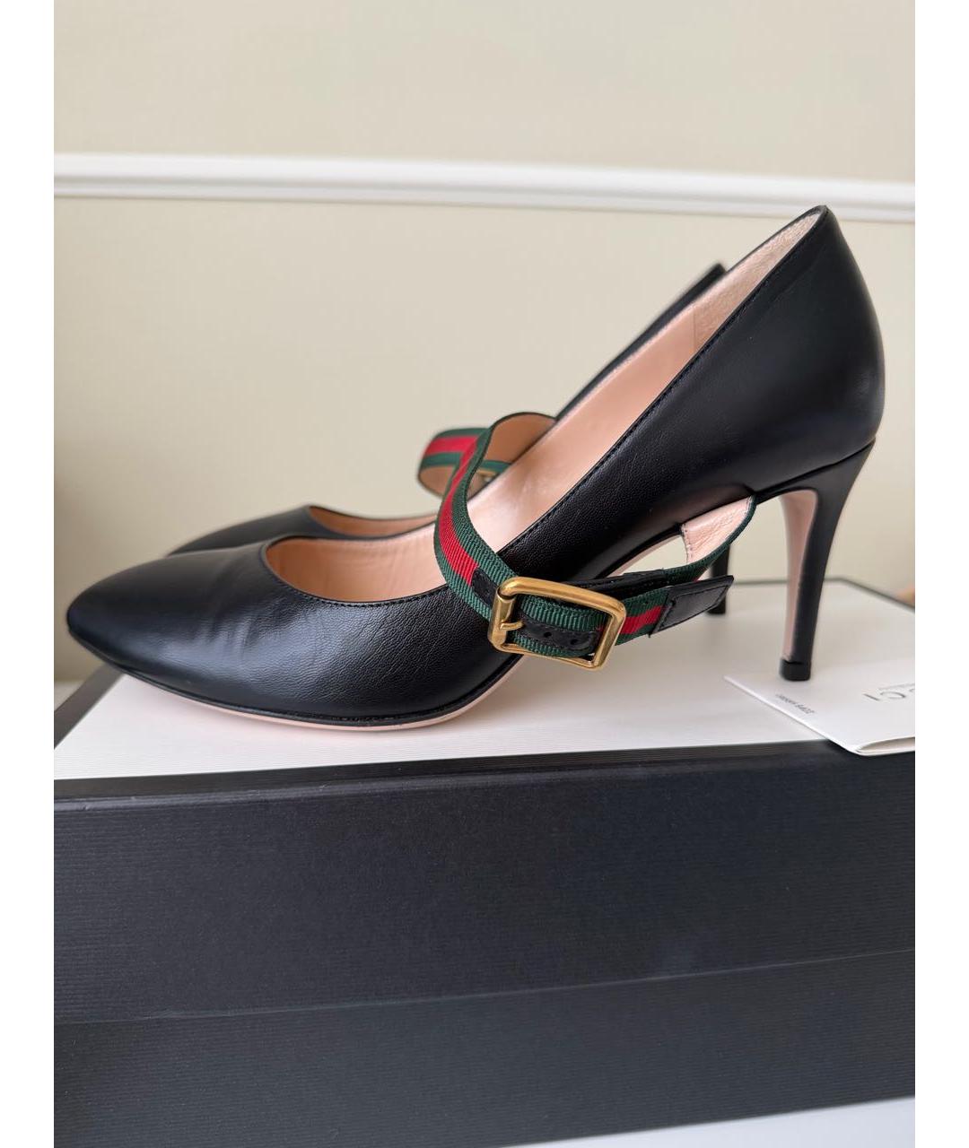 GUCCI Черные кожаные туфли, фото 7