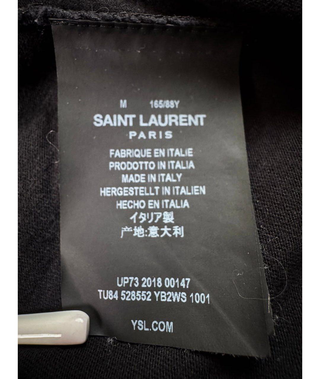 SAINT LAURENT Черная хлопковая футболка, фото 7