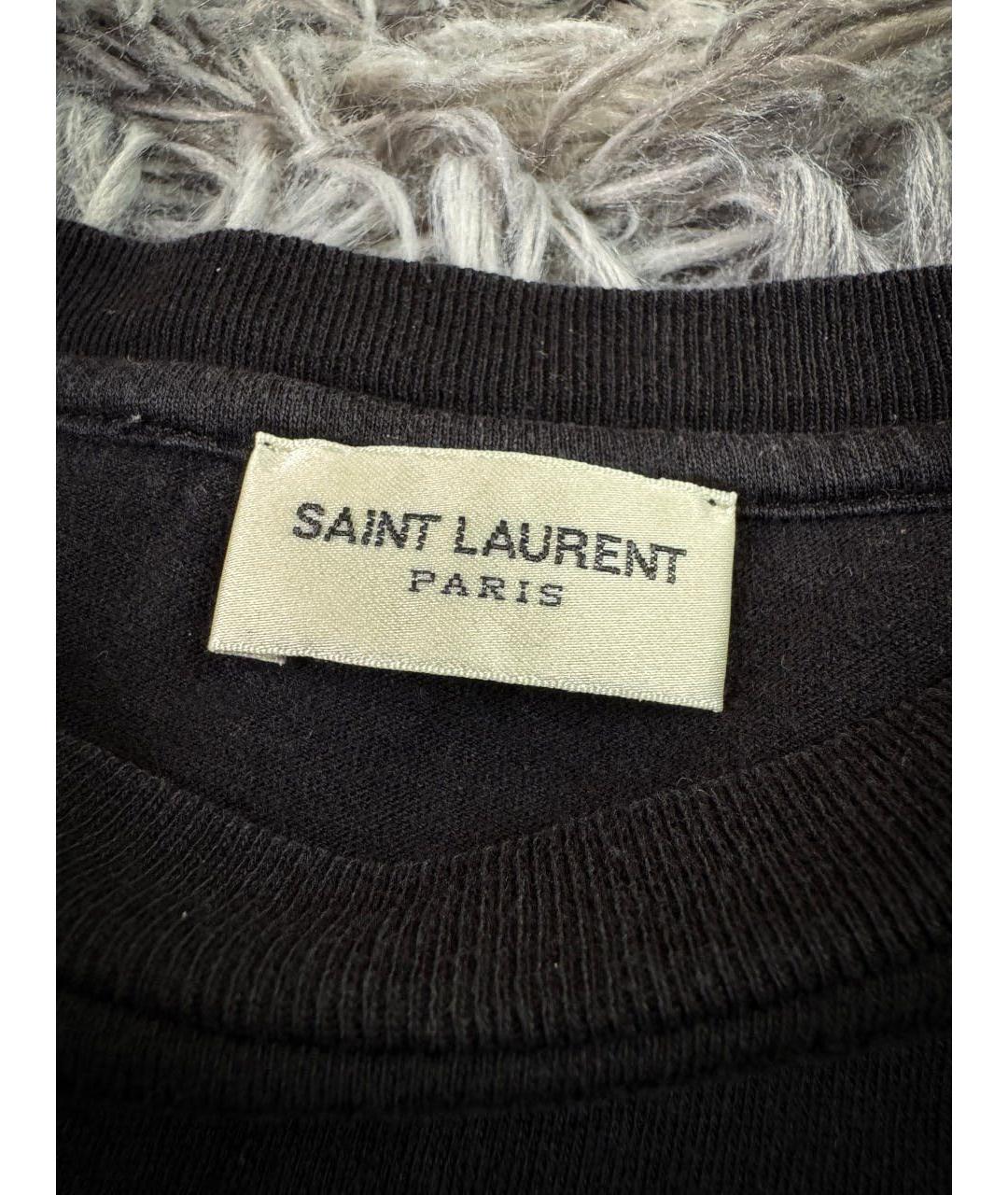 SAINT LAURENT Черная хлопковая футболка, фото 6