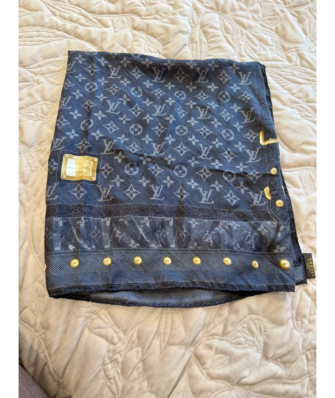 LOUIS VUITTON Серый шелковый платок, фото 2