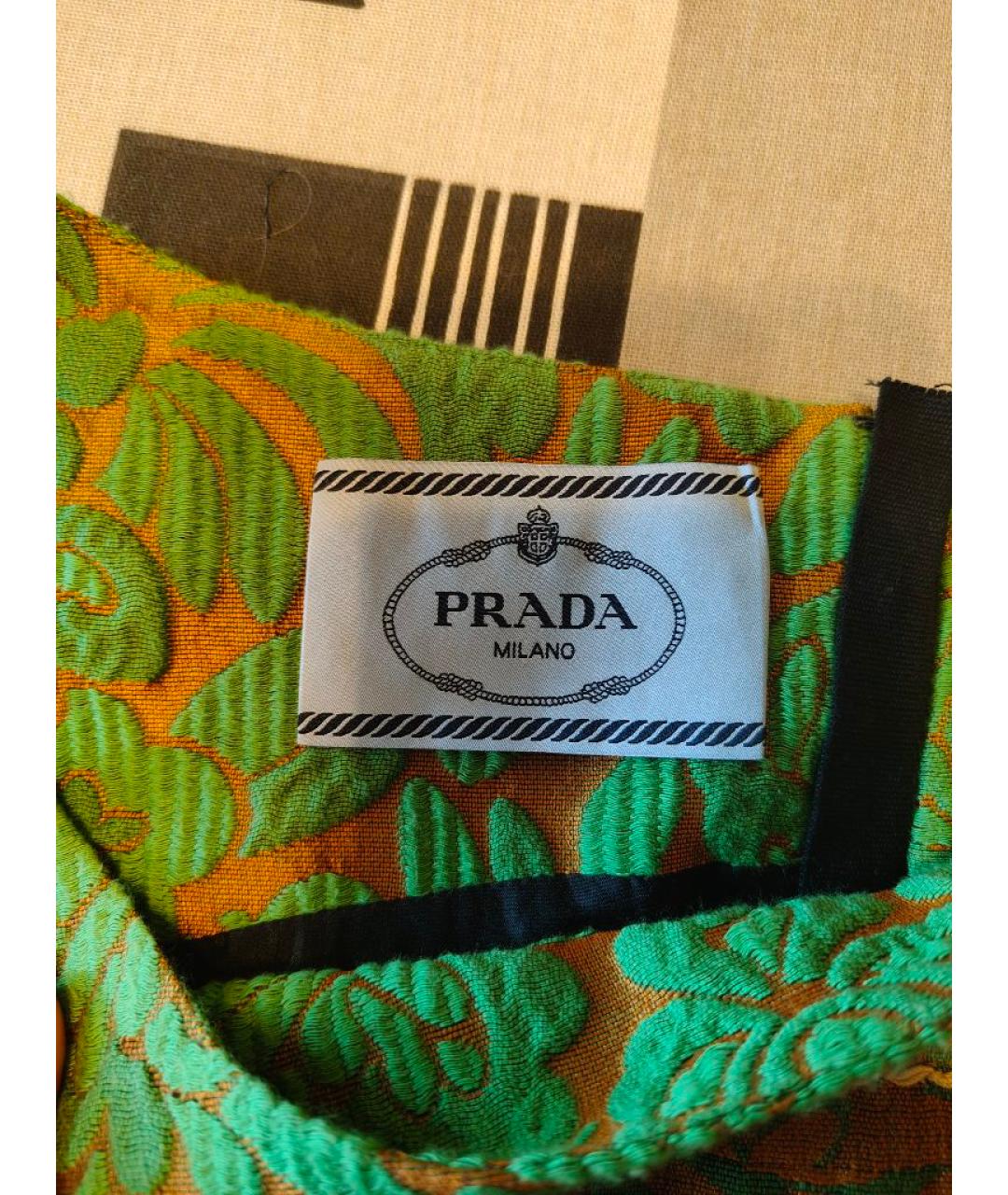 PRADA Зеленое хлопковое коктейльное платье, фото 3