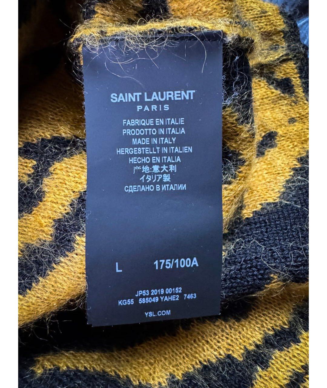 SAINT LAURENT Горчичный шерстяной джемпер / свитер, фото 7
