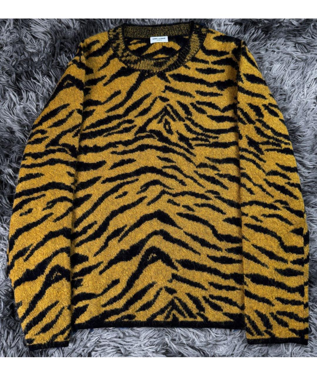 SAINT LAURENT Горчичный шерстяной джемпер / свитер, фото 8