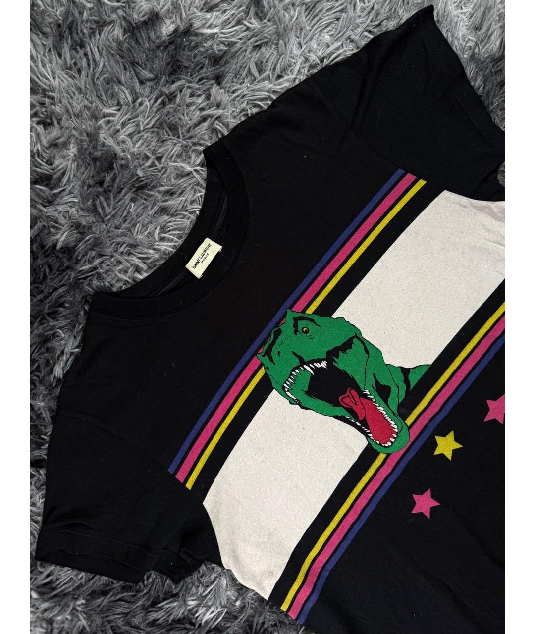 SAINT LAURENT Черная хлопковая футболка, фото 4