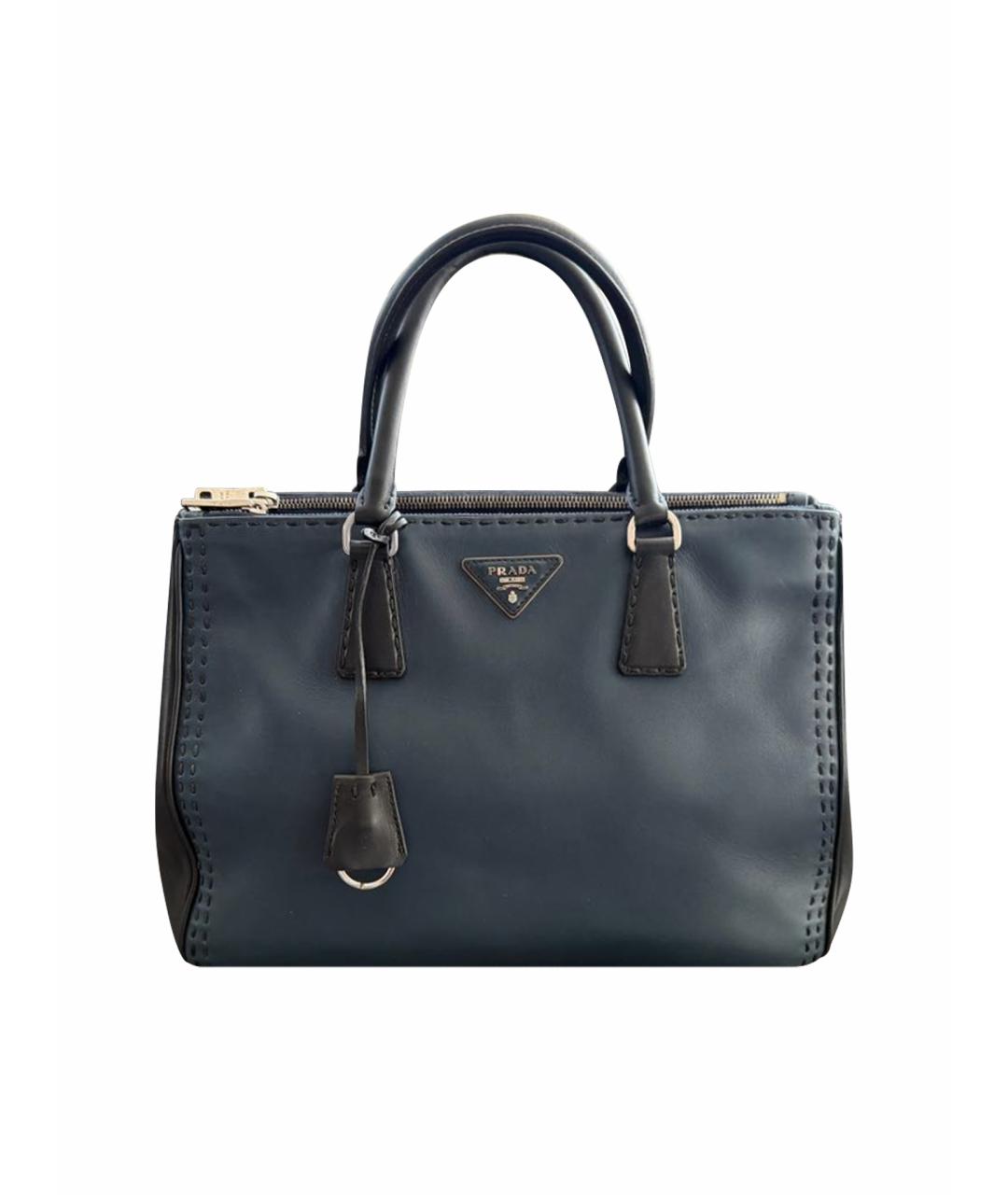 PRADA Темно-синяя кожаная сумка тоут, фото 1
