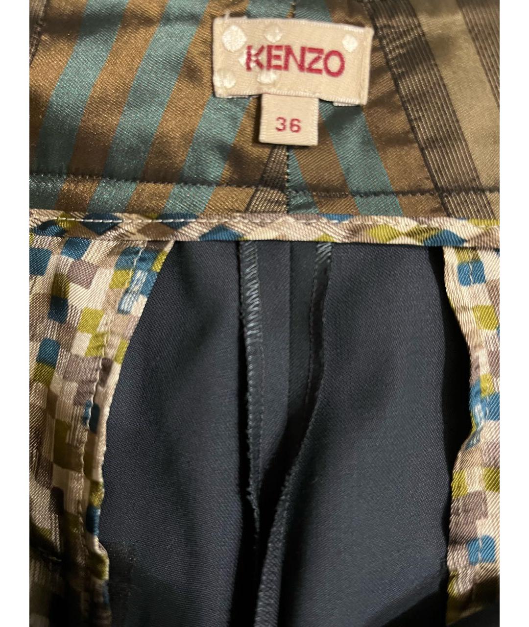 KENZO Темно-синие шерстяные брюки широкие, фото 6