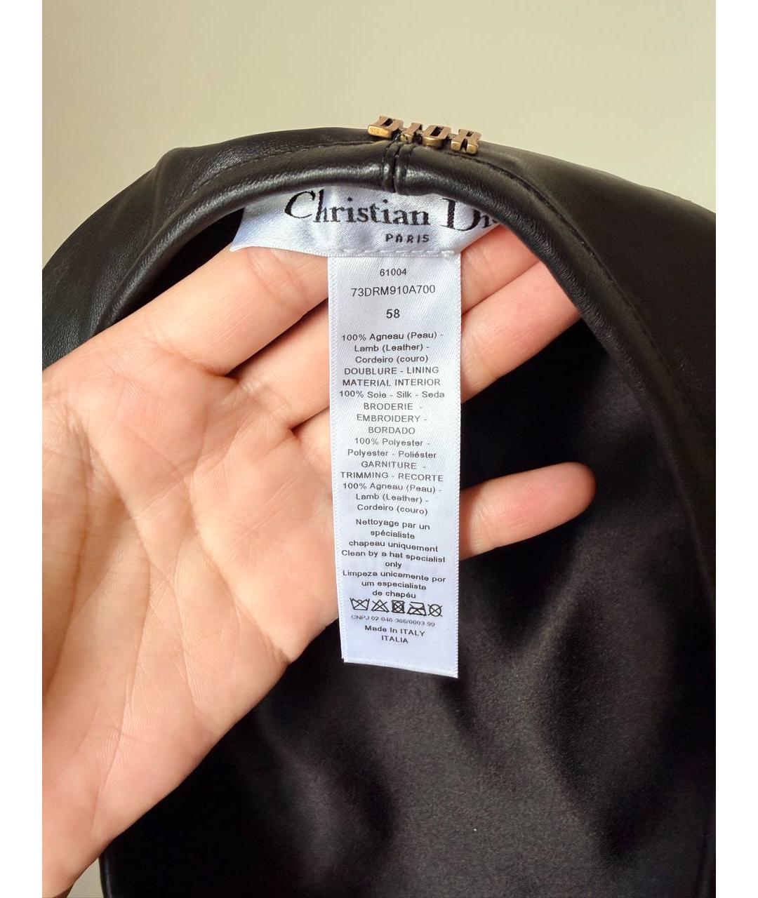 CHRISTIAN DIOR Черная кожаная шапка, фото 5