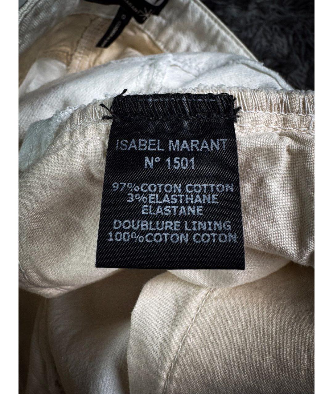 ISABEL MARANT Белые хлопковые джинсы слим, фото 8