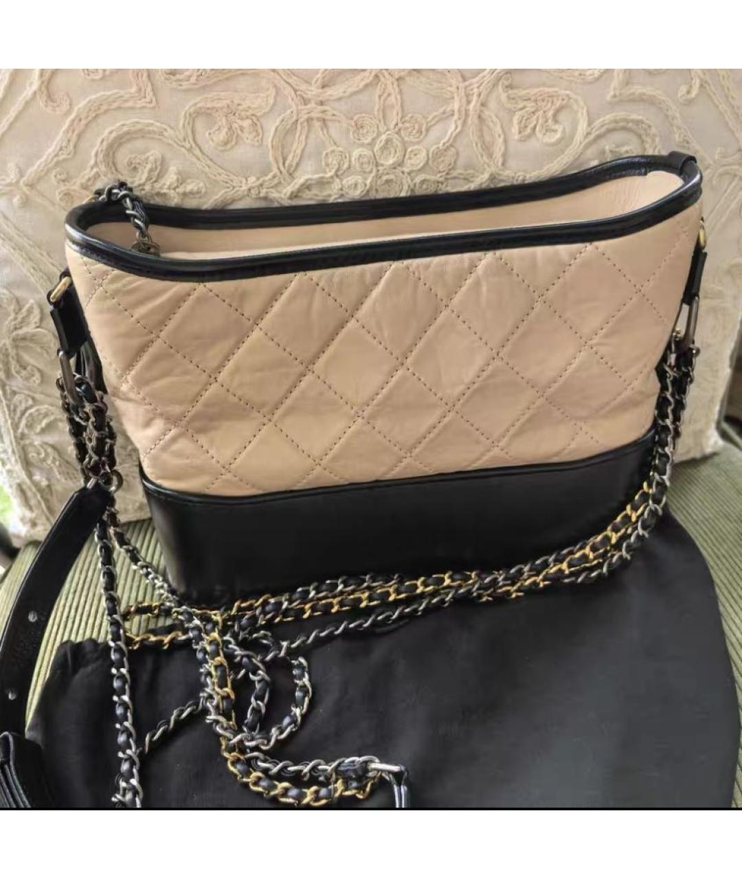 CHANEL Бежевая кожаная сумка через плечо, фото 5