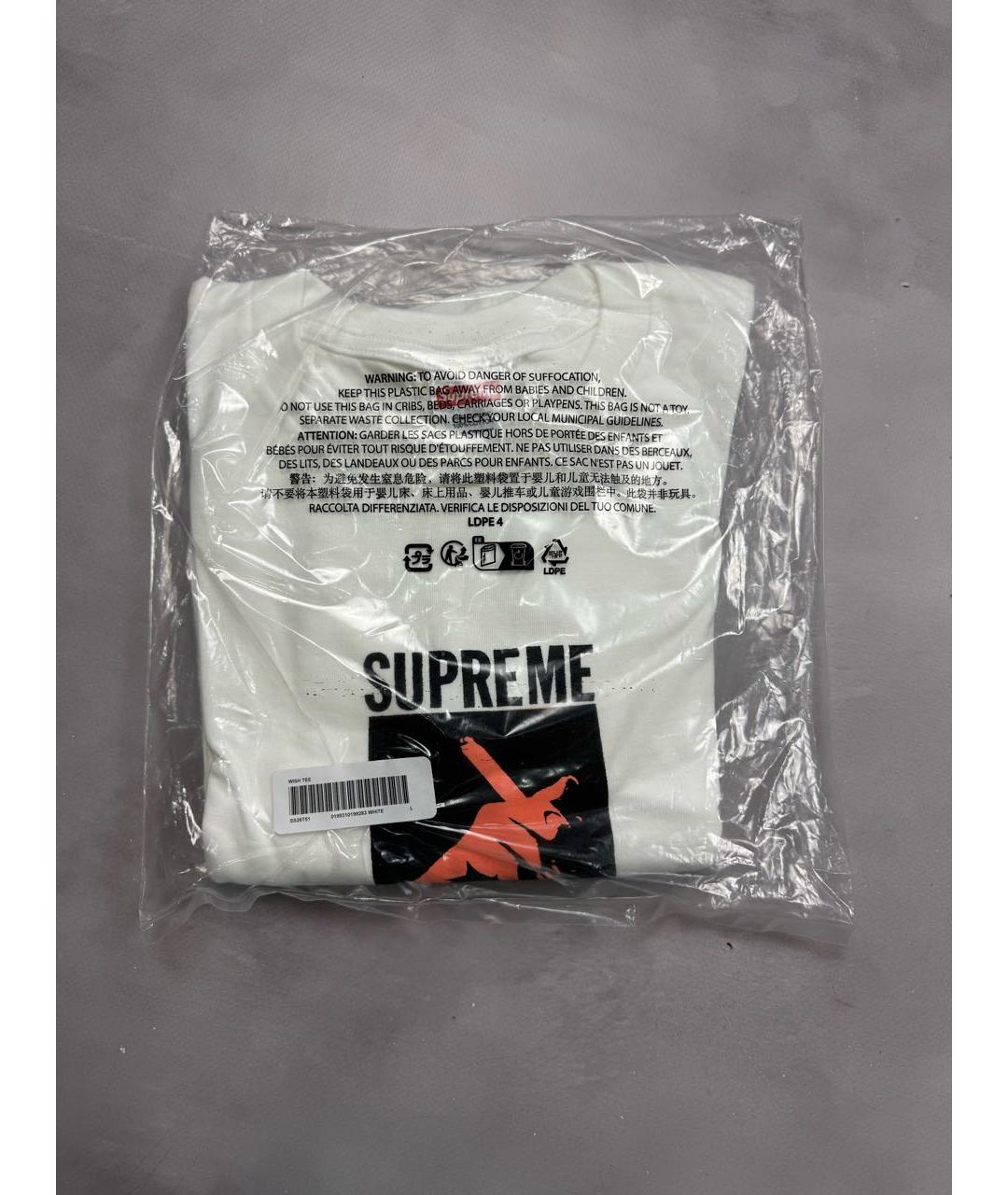 SUPREME Белая хлопковая футболка, фото 2
