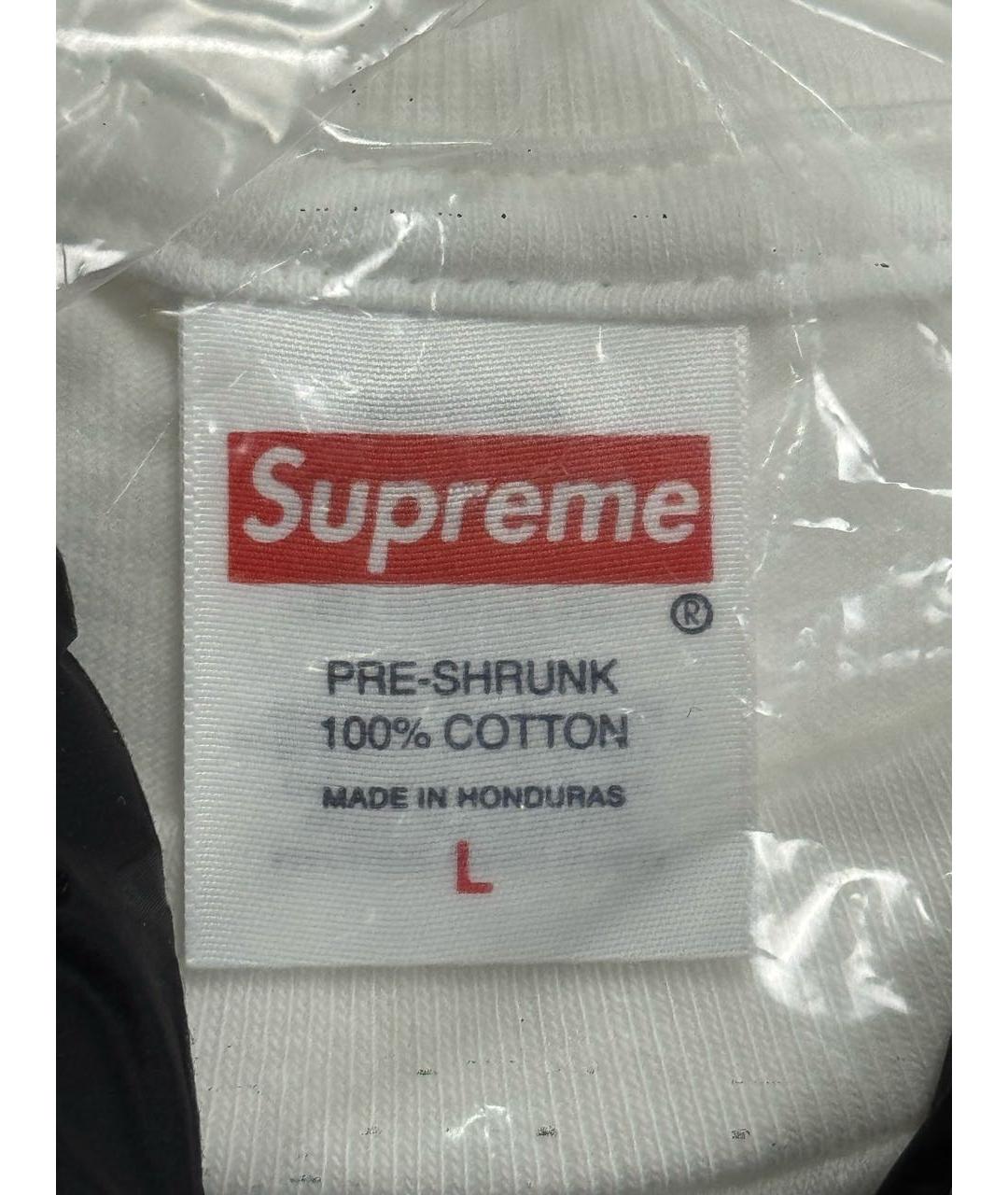 SUPREME Белая хлопковая футболка, фото 5