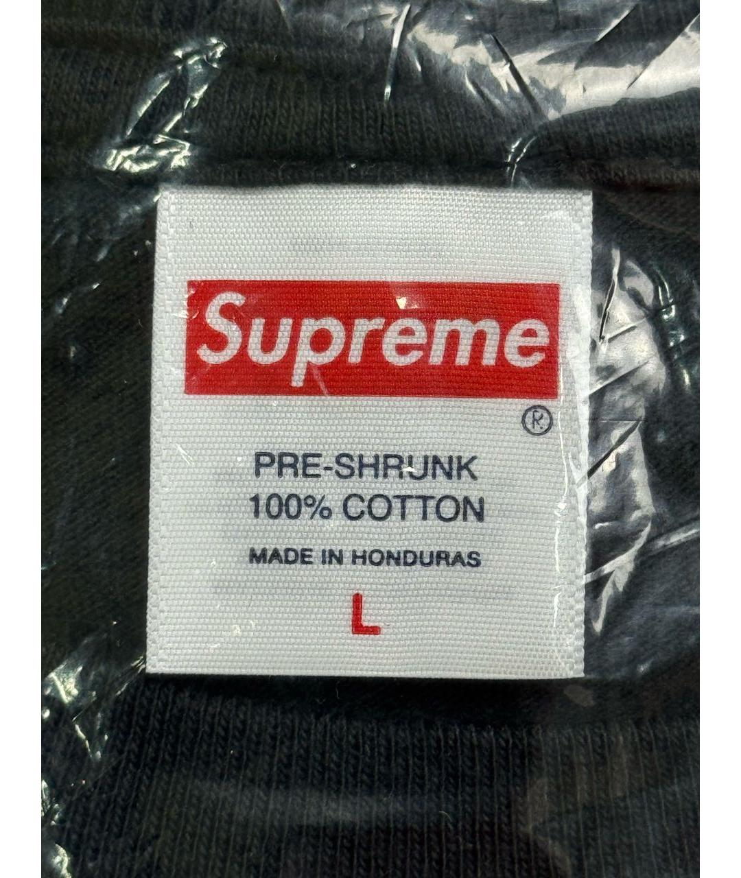 SUPREME Черная хлопковая футболка, фото 5