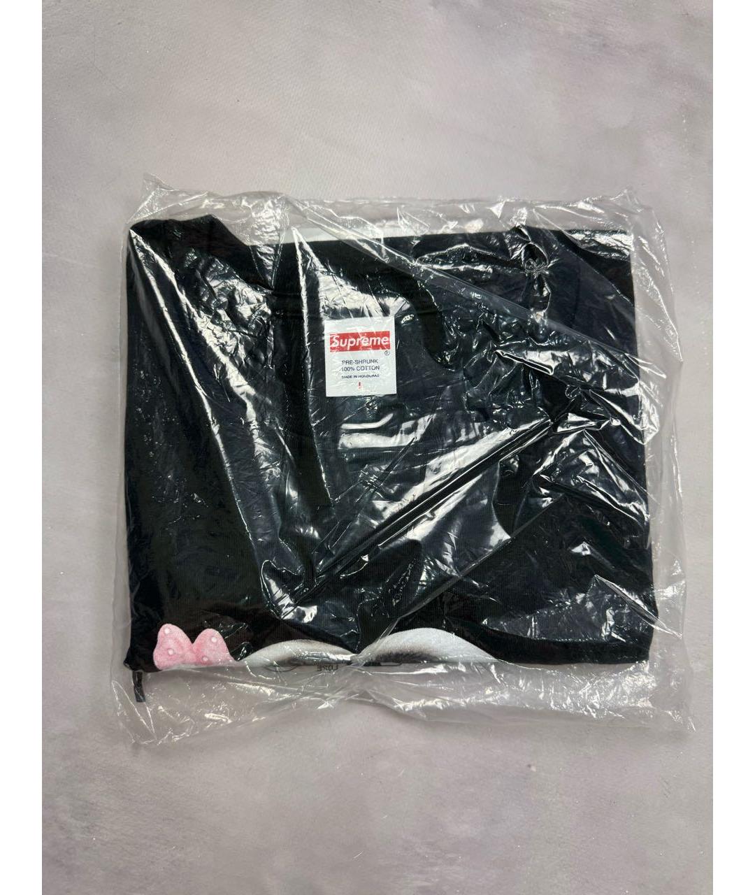 SUPREME Черная хлопковая футболка, фото 4