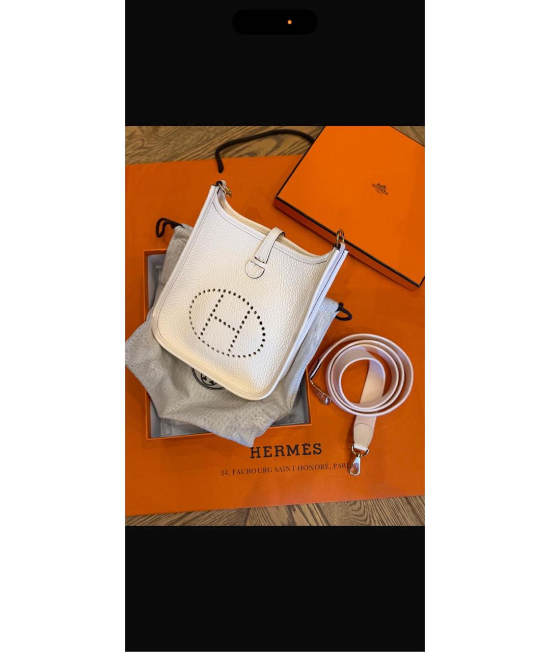 HERMES Бежевая кожаная сумка через плечо, фото 8