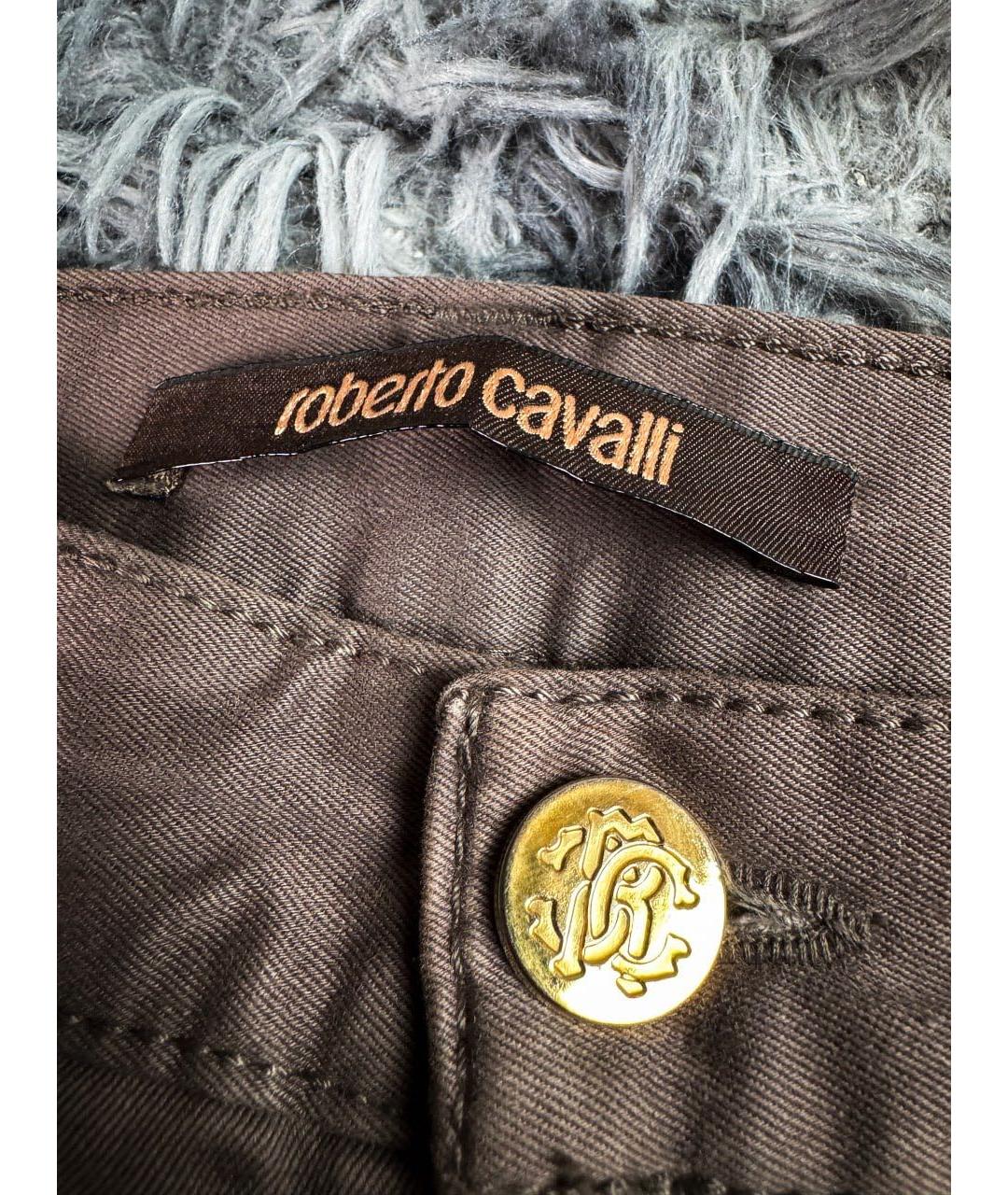 ROBERTO CAVALLI Коричневые хлопковые джинсы клеш, фото 5