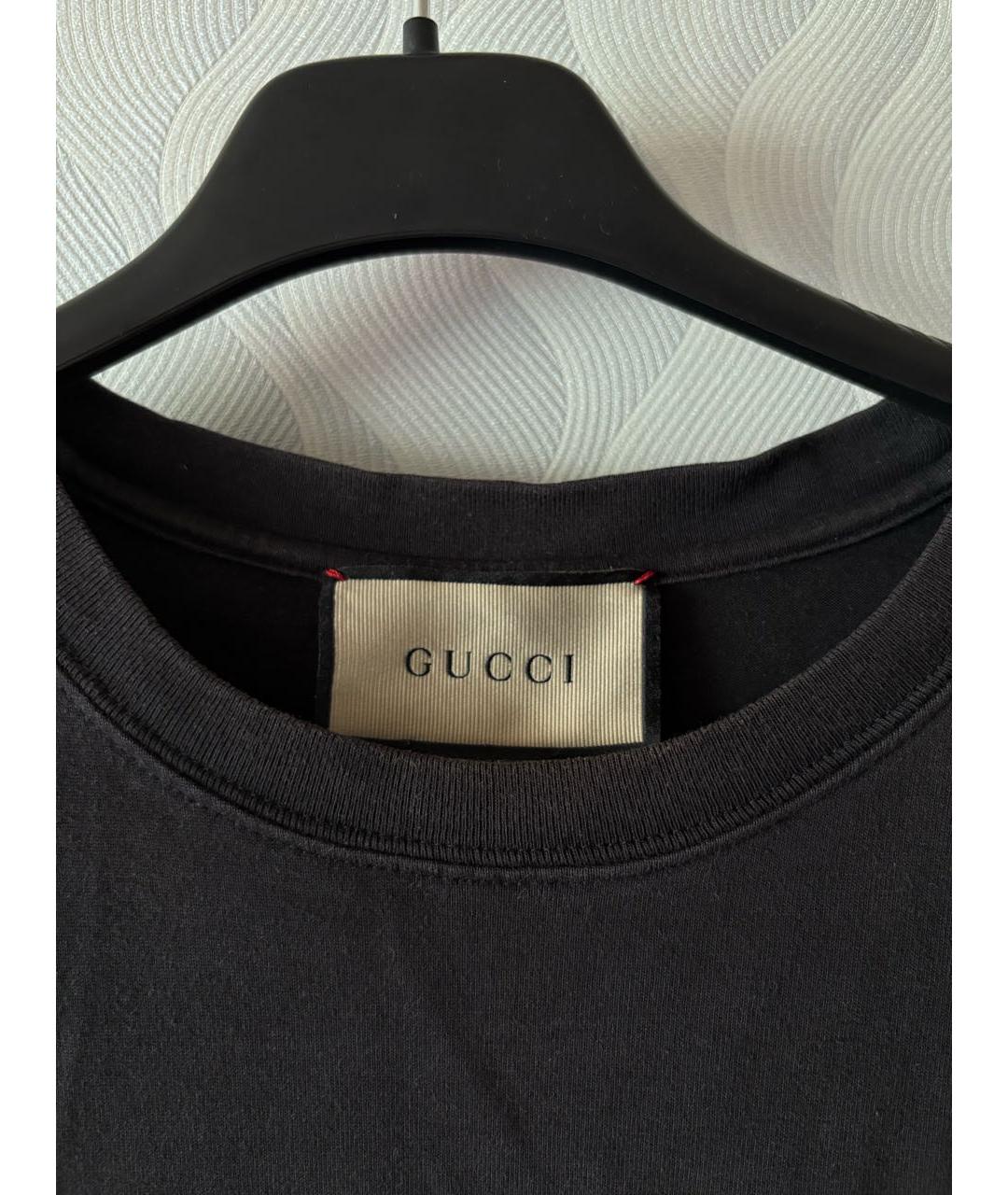 GUCCI Черная хлопковая футболка, фото 2