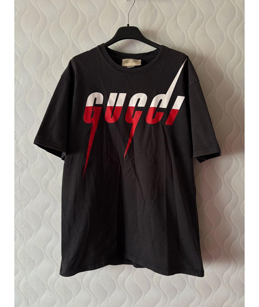 GUCCI Черная хлопковая футболка, фото 5