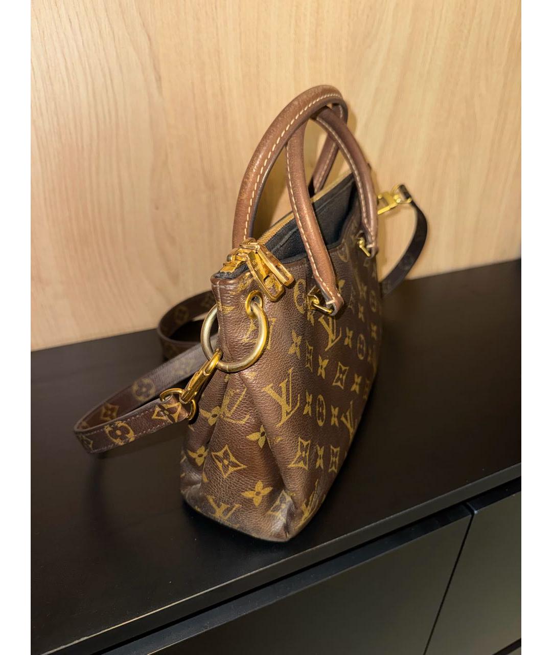 LOUIS VUITTON Коричневая канва сумка с короткими ручками, фото 3