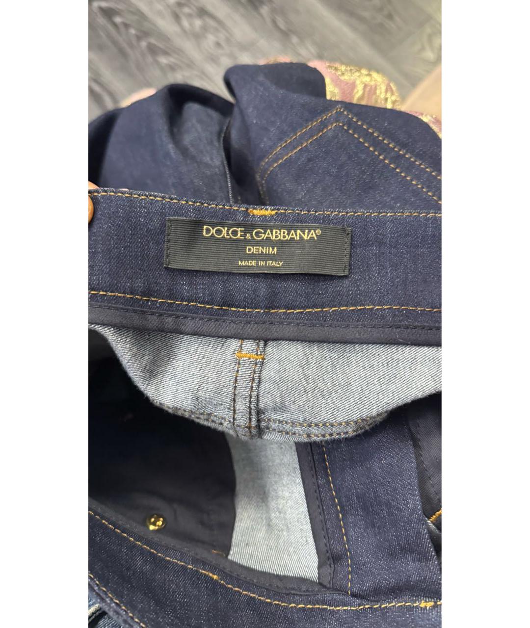DOLCE&GABBANA Синие хлопковые прямые джинсы, фото 8