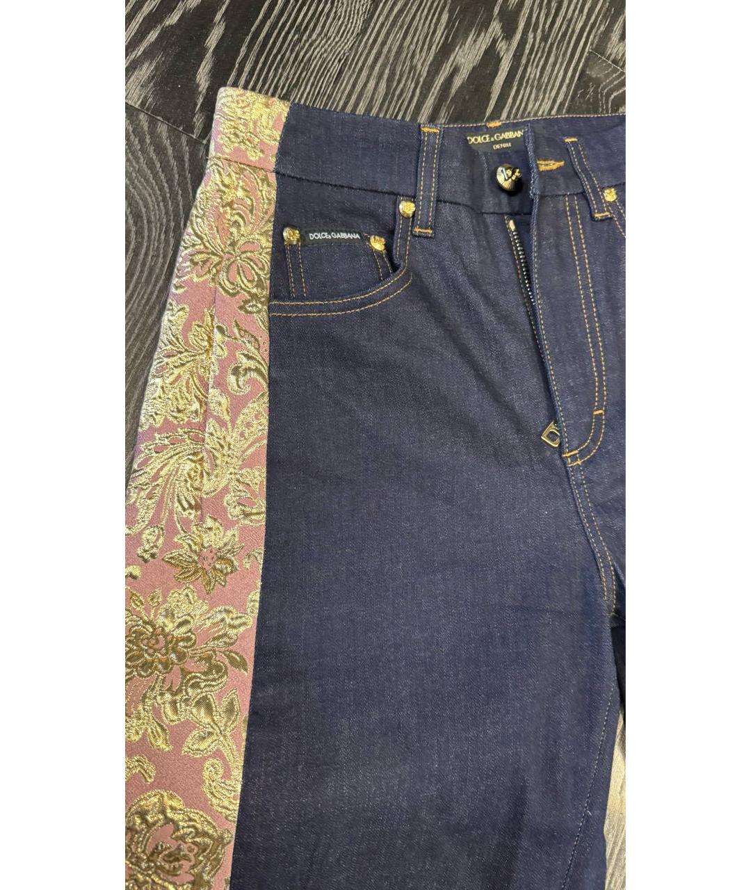 DOLCE&GABBANA Синие хлопковые прямые джинсы, фото 2