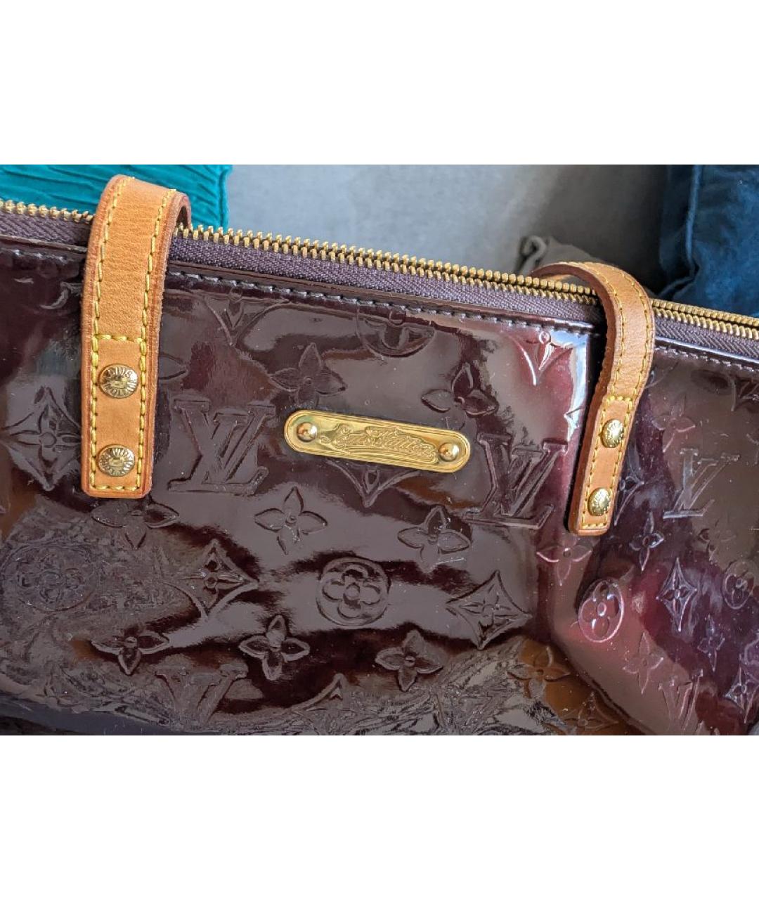 LOUIS VUITTON Бордовая сумка тоут из лакированной кожи, фото 6