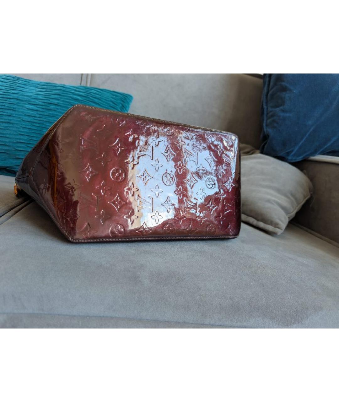 LOUIS VUITTON Бордовая сумка тоут из лакированной кожи, фото 5