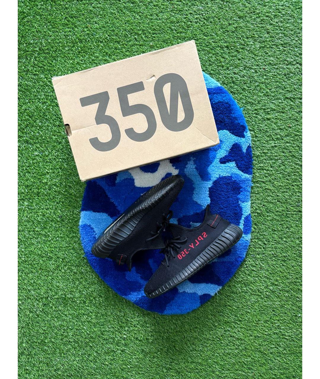 ADIDAS YEEZY Черные текстильные низкие кроссовки / кеды, фото 3