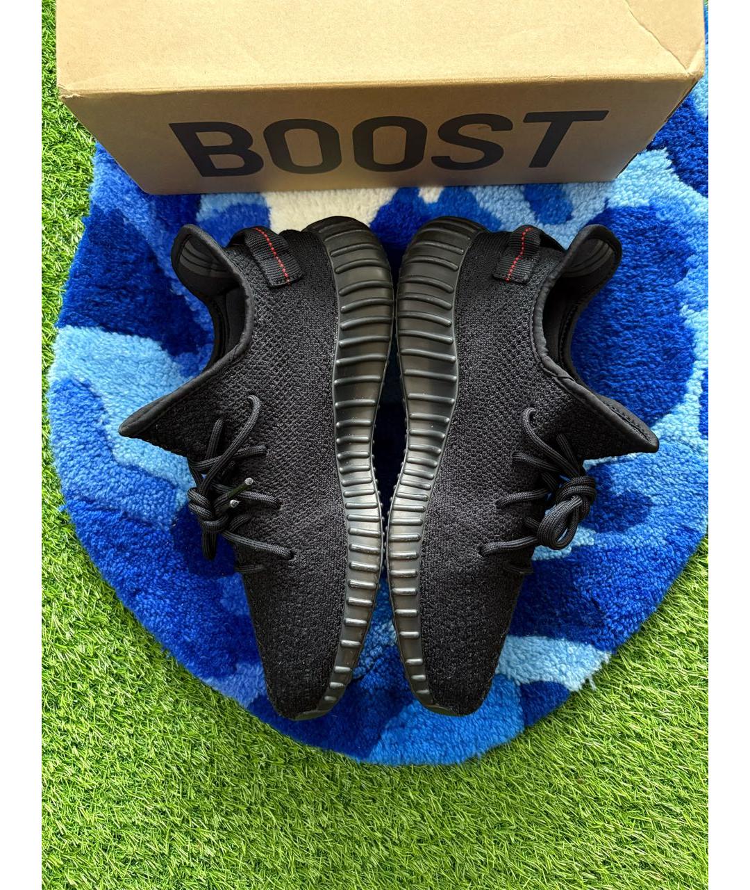 ADIDAS YEEZY Черные текстильные низкие кроссовки / кеды, фото 2
