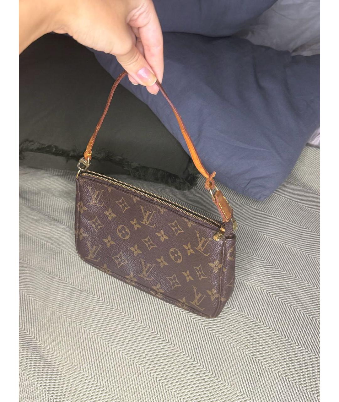 LOUIS VUITTON Коричневая канва сумка с короткими ручками, фото 3