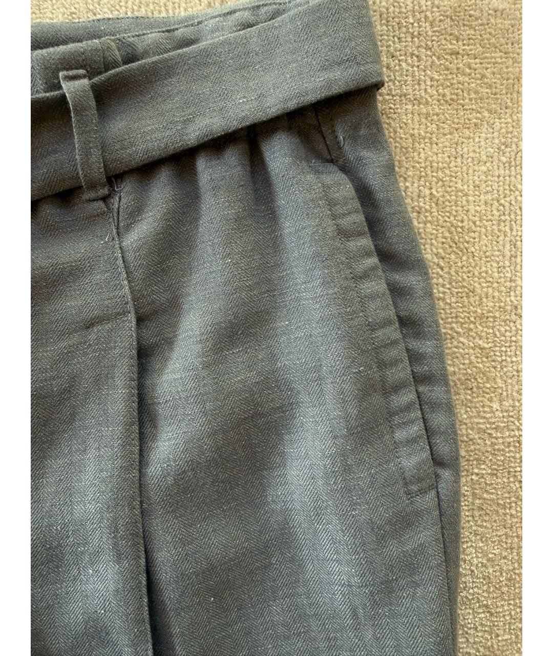 BRUNELLO CUCINELLI Серые хлопковые брюки узкие, фото 4