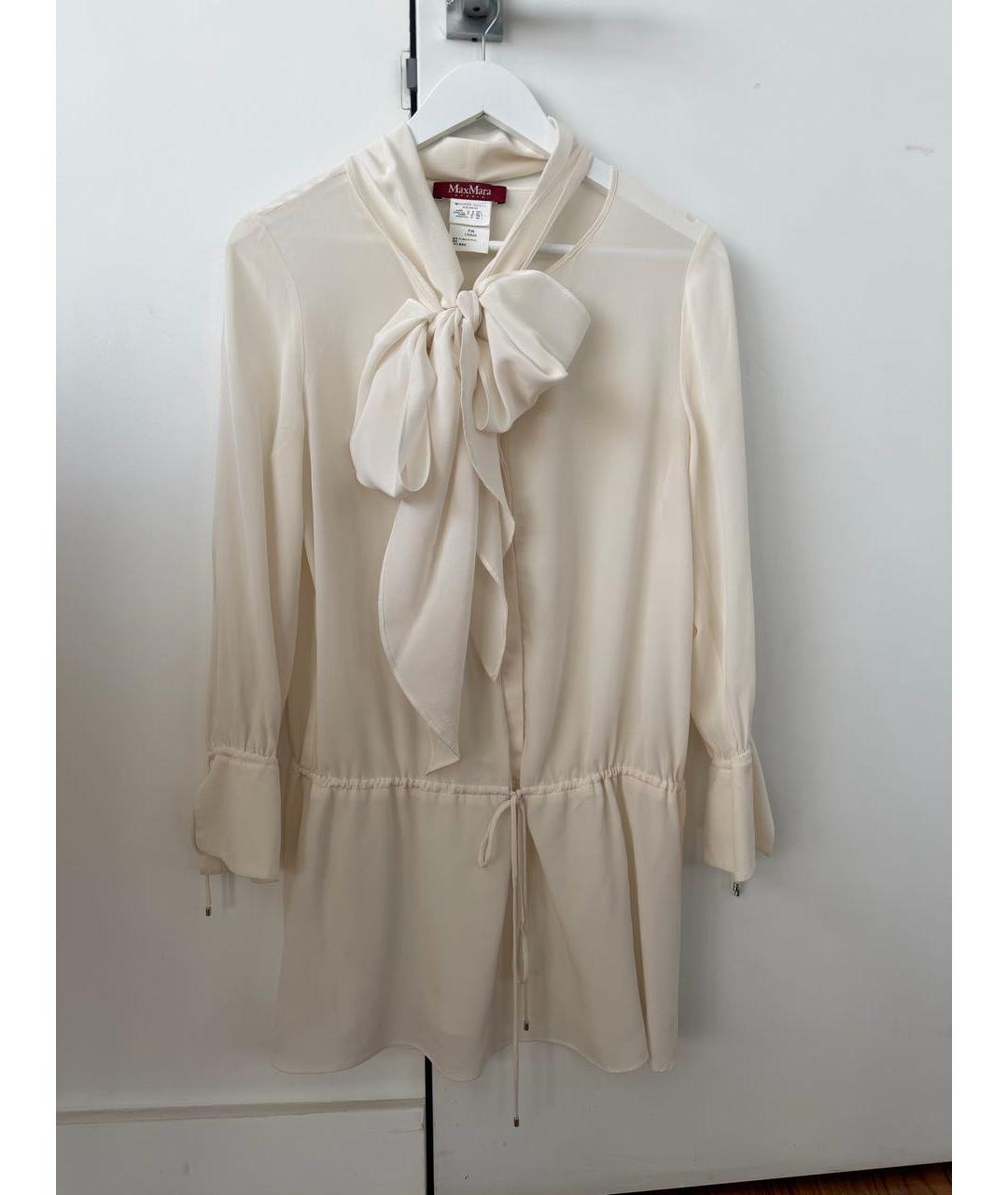MAX MARA STUDIO Белая шелковая блузы, фото 6