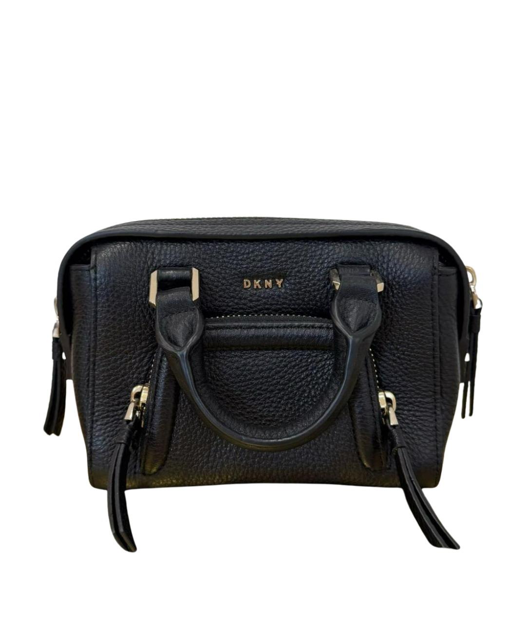 DKNY Черная кожаная сумка с короткими ручками, фото 1