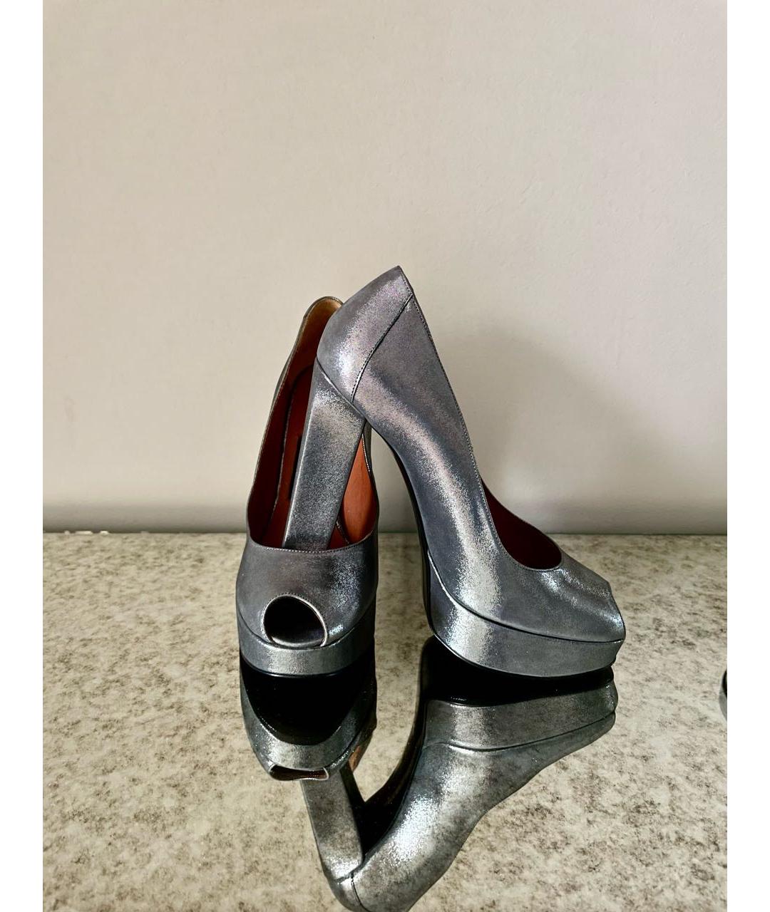 LANVIN Серебряные кожаные туфли, фото 3