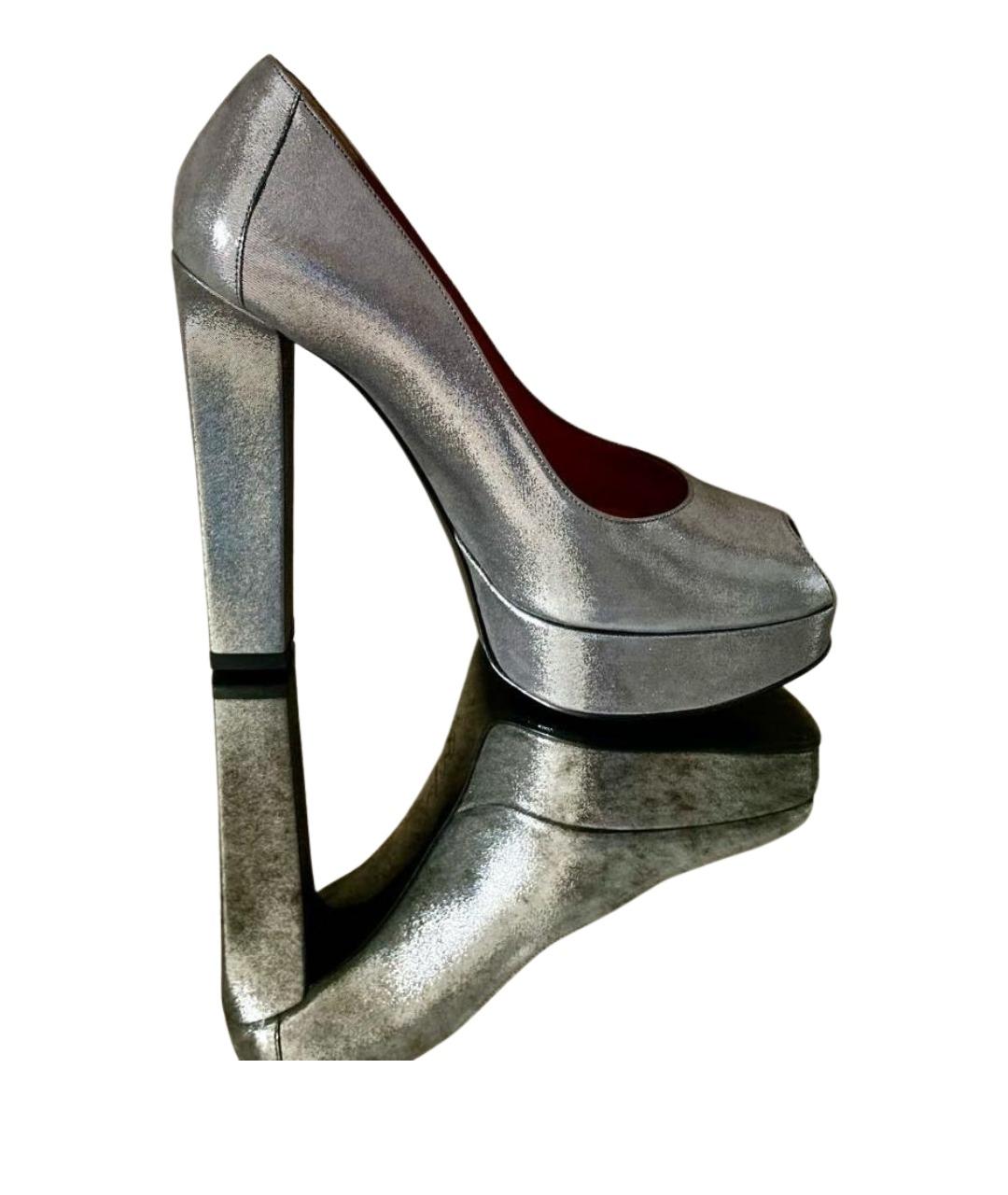 LANVIN Серебряные кожаные туфли, фото 2