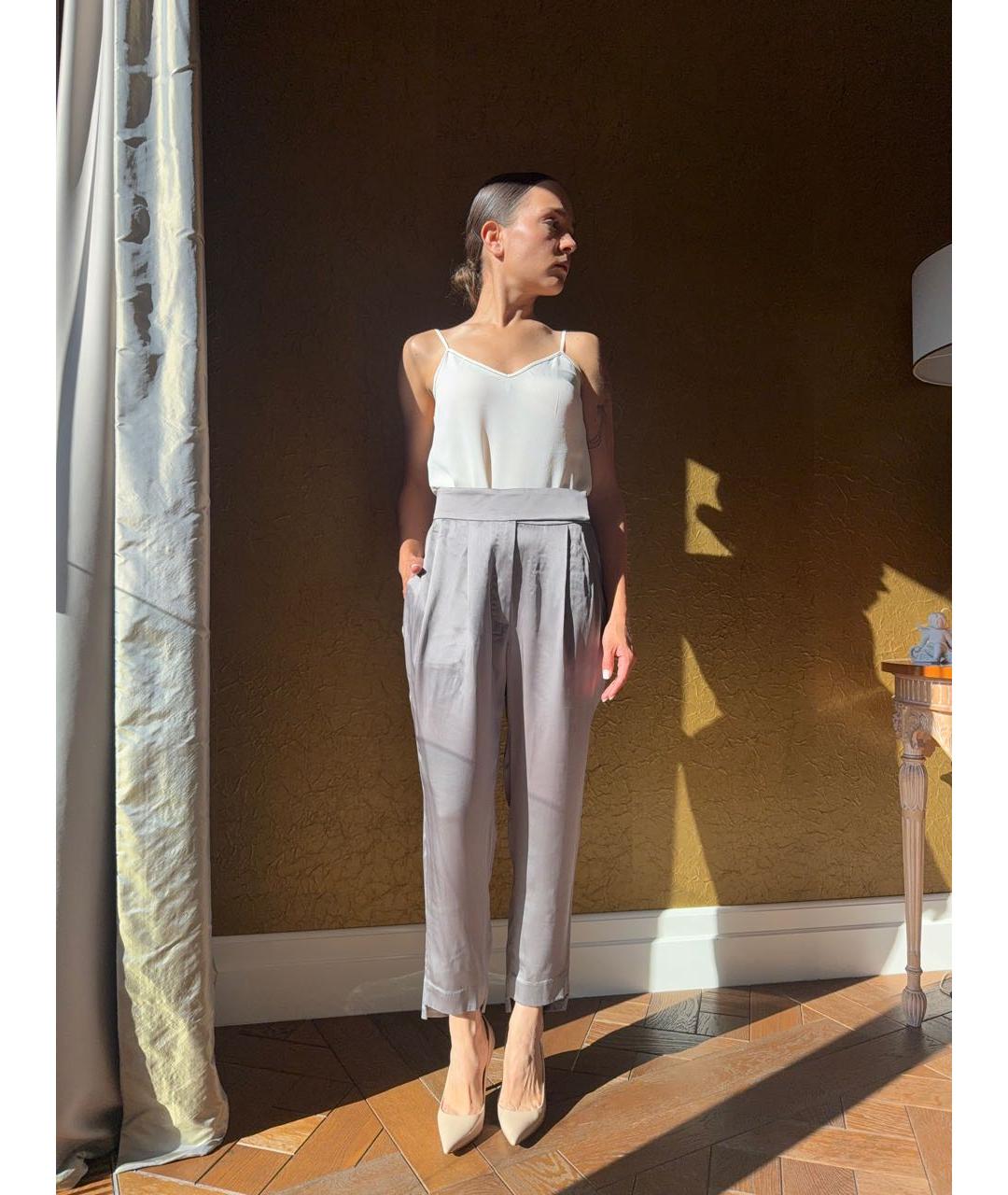 BRUNELLO CUCINELLI Антрацитовые ацетатные брюки узкие, фото 5