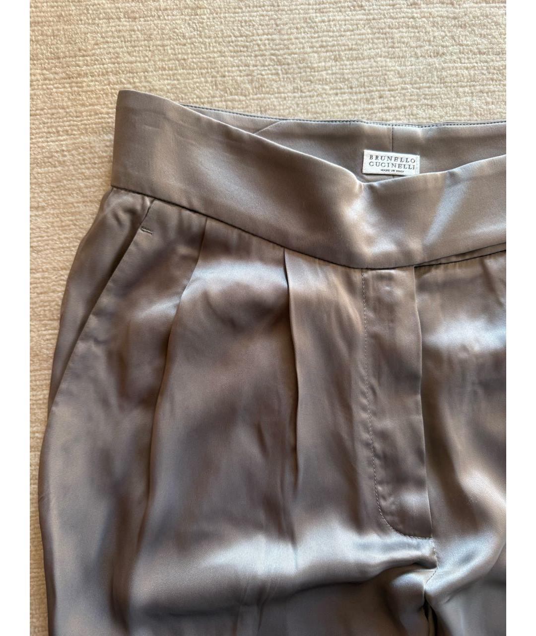 BRUNELLO CUCINELLI Антрацитовые ацетатные брюки узкие, фото 4