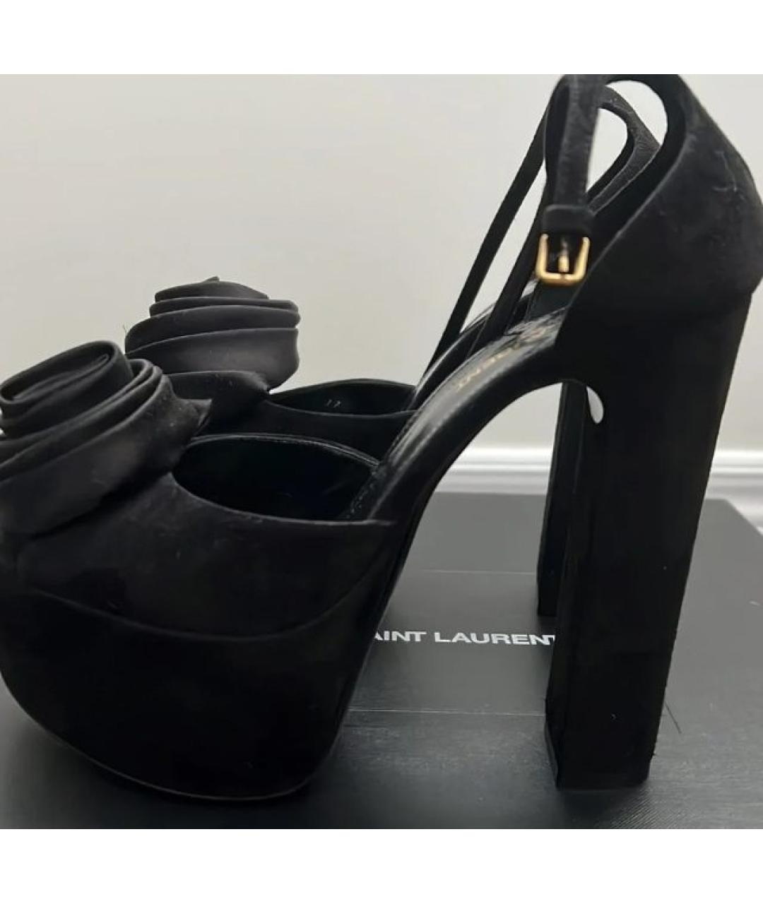SAINT LAURENT Черные кожаные босоножки, фото 6