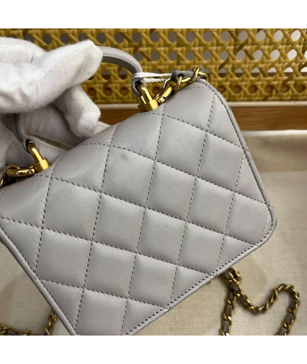 CHANEL Серая кожаная сумка через плечо, фото 3