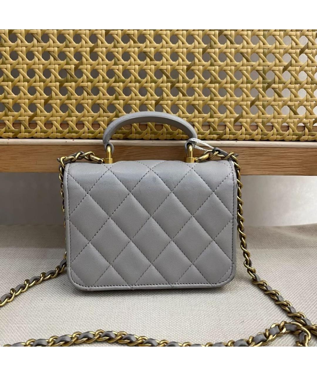 CHANEL Серая кожаная сумка через плечо, фото 2