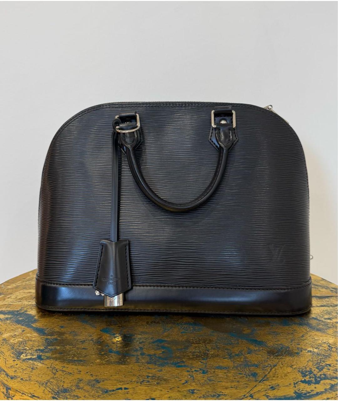 LOUIS VUITTON Черная кожаная сумка с короткими ручками, фото 7